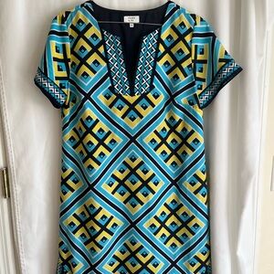 Crown & Ivy Blue and Yellow V-Neck Sundress